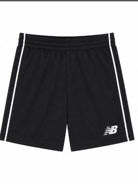 New Balance Boys Black Performance Shorts with White Side Stripe Size 5/6 EUC